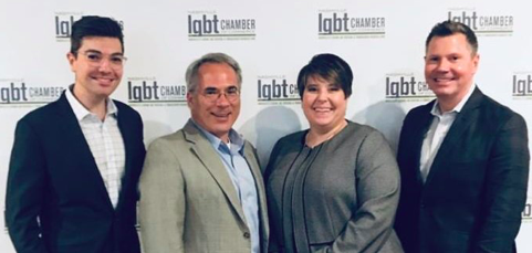 Bass, Berry & Sim’s Taylor Wirth, David Smith, Michele Bendekovic and Todd Tukey at the 2018 Nashville LGBT Chamber Excellence in Business Awards.