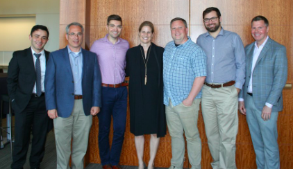 Josh Buford (3rd from right) with members of the LGBT Affinity Group, Dean Balaes (2018 summer associate), David Smith, Taylor Wirth, Lauren Gaffney, firm alum Mitchell James, and Todd Tukey.