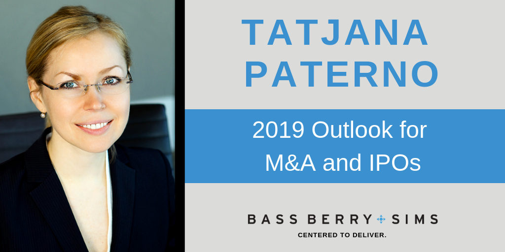 Tatjana Paterno provided insight on the outlook for M&A and IPOs in 2019.